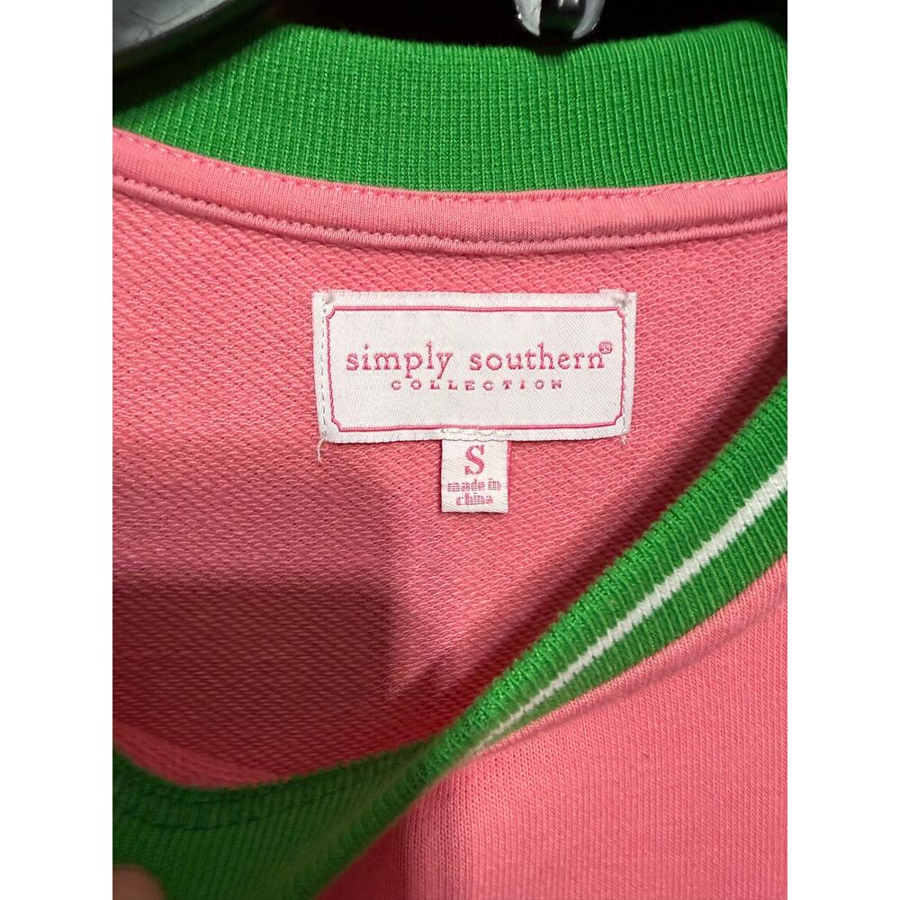 Simply Southern Pink Green USA Flag Roll Graphic Crewneck Sweatshirt Women S - Picture 3 of 4